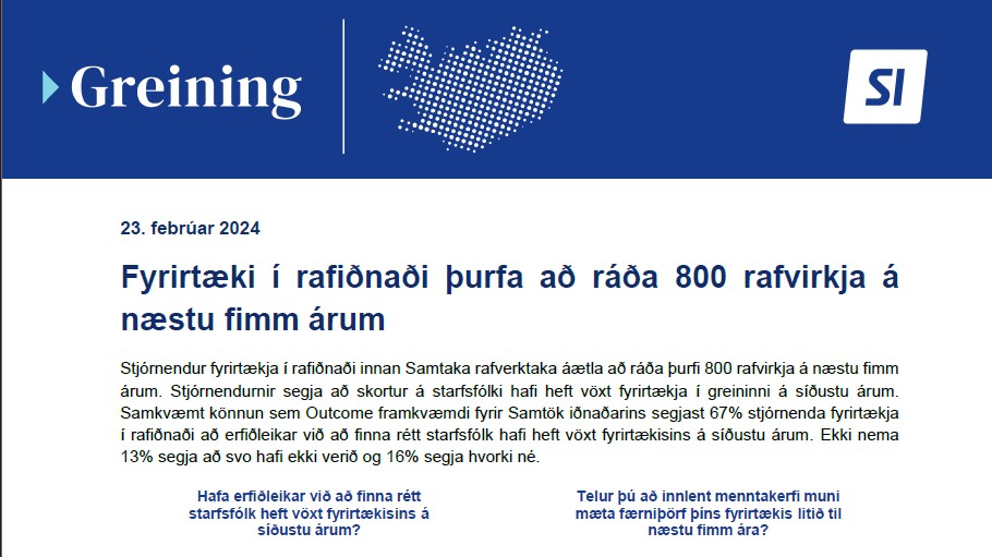 Ný greining á hæfniþörf í rafiðnaði